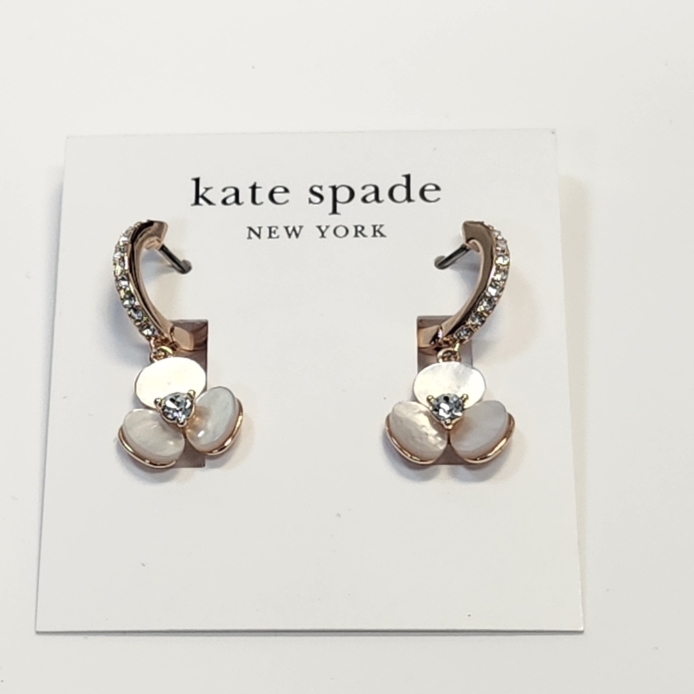 NWT Kate Spade Rose-Gold Tone Disco Pansy Flower Drop Earrings